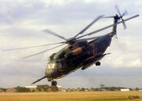 69-5796 @ EGHF - Scanned from print- apols for poor quality. CH-53 69-5796 of USAF 67th ARRW from RAF Mildenhall performs at the HMS Daedalus Air Day, Lee on Solent in July '79 - by Clive Pattle