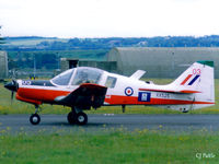 XX525 @ EGQL - Scanned from print. Bulldog T.1 XX525 coded '03' of the resident Edinburgh, Dundee and St Andrews UAS taxies out to Rwy 27 at RAF Leuchars, June 1997. Later sold as G-CBJJ. - by Clive Pattle