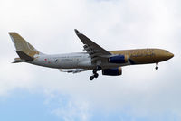 A9C-KA @ EGLL - Airbus A330-243 [276] (Gulf Air) Home~G 09/05/2013 Wears Formula 1 Grand Prix 2013 titles. On approach 27L. - by Ray Barber