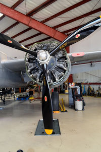 N7705C @ KADS - Left engine, Cavanaugh Flight Museum, Addison, TX - by Ronald Barker
