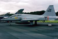 909 @ EGQL - Scanned from print. Northrop F-5B of RNoAF of 336 Skv at RAF Leuchars Airshow '95 - by Clive Pattle