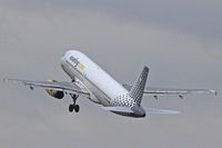 EC-LQN @ EGFF - A320-232, Vueling Airlines, callsign Vueling 1240, seen departing runway 30 at EGFF, en-route to Alicante. - by Derek Flewin