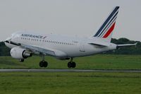F-GUGH @ LFRB - Airbus A318-111, Landing rwy 25L, Brest-Bretagne airport (LFRB-BES) - by Yves-Q