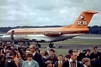 PH-MOL @ EGLF - Fokker F-28-1000 Fellowship [11003] (Fokker) Farnborough~G 13/09/1970. Taken from a slide. - by Ray Barber