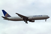 N654UA @ EGLL - Boeing 767-322ER [25392] (United Airlines)  Home~G 05/08/2014. On approach 27L. - by Ray Barber