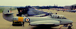 WF791 - Meteor T.7 of the Central Flying School's Vintage Pair demonstration team on the flight line at the 1979 International Air Tattoo at RAF Greenham Common. - by Peter Nicholson