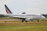 F-GUGM @ LFRB - Airbus A318-111, Taxiing to boarding ramp, Brest-Bretagne airport (LFRB-BES) - by Yves-Q