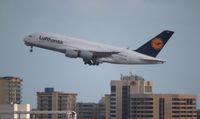D-AIMC @ MIA - Lufthansa A380 departing in front of the Miami Airport Hilton - by Florida Metal