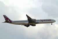 A7-AGA @ EGLL - Airbus A340-642 [740] (Qatar Airways) Home~G 02/09/2011. On approach 27L. - by Ray Barber