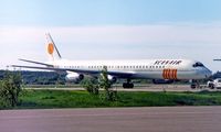 OY-KTG @ ESSA - Douglas DC-8-63F [46093] (Scanair) Stockholm-Arlanda~SE 09/06/1988. From a slide. - by Ray Barber