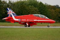 XX310 @ LFRN - Royal Air Force Red Arrows Hawker Siddeley Hawk T.1, Taxiing to holding point rwy 10, Rennes-St Jacques airport (LFRN-RNS) Air show 2014 - by Yves-Q