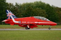 XX322 @ LFRN - Royal Air Force Red Arrows Hawker Siddeley Hawk T.1, Taxiing to holding point rwy 10, Rennes-St Jacques airport (LFRN-RNS) Air show 2014 - by Yves-Q