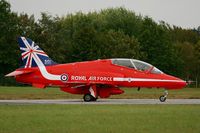 XX242 @ LFRN - Royal Air Force Red Arrows Hawker Siddeley Hawk T.1, Taxiing to holding point rwy 10, Rennes-St Jacques airport (LFRN-RNS) Air show 2014 - by Yves-Q