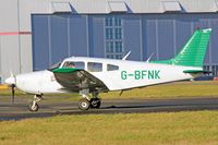 G-BFNK @ EGFF - Cherokee Warrior II, White Waltham based, previously N9527N, seen shortly after landing on runway 30 at EGFF. - by Derek Flewin