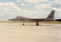 76-0040 @ CYMJ - Photo shows F-15A 76-0040 from 5 FIS (Minot AFB) on display at the annual airshow at Canadian Forces Base Moose Jaw, Saskatchewan, Canada in 1986. - by Alf Adams