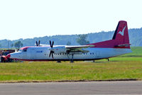 SE-KXZ @ ESMT - Fokker F-50 [20196] Halmstad~SE 09/06/2008 Unmarked apart from 75 on nose wheel door of former id of JA8875 of ANA. Awaiting delivery to Fokker as PH-LMS. - by Ray Barber