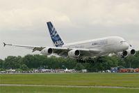 F-WWDD @ LFPB - Airbus A380-861, On final rwy 03 after solo display, Paris-Le Bourget Air Show 2013 - by Yves-Q