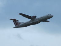 VH-FVU @ YBBN - taking off - viewed from inside international terminal - by magnaman