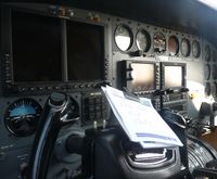 N2616X @ KRHV - The cockpit of a transient Cessna 414A Chancellor, N2616X. - by Chris L.