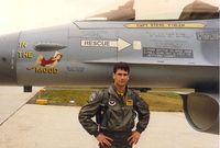 84-1315 @ EDAH - Me in front of my jet In The Mood. Nose art artist was my Crew Chief SSgt Dave Phillips. Taken in front of a tab vee at the 496th TFS, Hahn AB, Germany - by Steve Vihlen