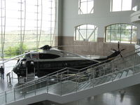 150611 - 1961 Sikorsky VH-3A MARINE ONE, two General Electric T58-GE-10 Turboshafts 1,400 shp each. On ground floor below AIR FORCE ONE 27000 at Ronald Reagan Presidential Library and Museum. - by Doug Robertson