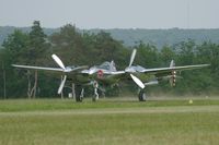 N25Y @ LFFQ - Lockheed P-38L Lightning, Take off, La Ferté-Alais Airfield (LFFQ) Air Show 2012 - by Yves-Q