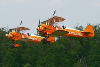 N707TJ @ LFFQ - Breitling (AeroSuperBatics) Boeing PT-17 Stearman , Take off, La Ferté Alais Airfield (LFFQ) Air Show 2012 - by Yves-Q