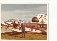 N45TM @ DAY - Taken at the Bicentennial Airshow in Dayton Ohio, 1976. Owner Fred Abrams posing with F-15 and C-5 in the background. Fred was the purchaser in England who put airplane in US registry. Built in 1945. - by Fred Abrams - self timer