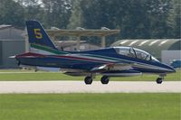 MM54487 @ LFMY - Italian Air Force Aermacchi MB-339PAN, Number 5 in may 2013, Frecce Tricolori Aerobatic Team, Landing rwy 34, Salon De Provence Air Base 701 (LFMY) Open day 2013 - by Yves-Q