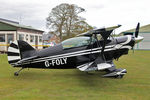 G-FOLY @ X5FB - Aerotek Pitts S-2A Special during a refueling stop. Fishburn Airfield, UK May 2nd 2015 - by Malcolm Clarke