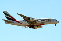 A6-EDJ @ EGLL - Airbus A380-861 [009] (Emirates Airlines) Home~G 24/07/2012. On approach 27L. - by Ray Barber