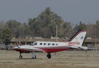 N401DL @ KTLR - Blue Star Gas Fleet Services (Central Point, OR) Cessna 421C taxis in @ Mefford Field (Tulare, CA) for 2014 International Ag Expo - by Steve Nation