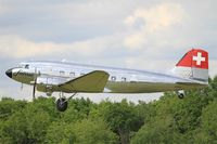 N431HM @ LFFQ - Douglas DC3C-S1C3G, Take off rwy 28, La Ferté-Alais airfield (LFFQ) Airshow 2015 - by Yves-Q