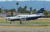 N602TM @ KRHV - A local 2011 Socata TBM 850 rolling down runway 13L for an IFR departure (reverse approach/departure operations) at Reid Hillview Airport, CA. - by Chris Leipelt