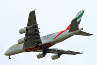 A6-EDG @ EGLL - Airbus A380-861 [023] (Emirates Airlines) Home~G 01/06/2015 .On approach 27R now wearing England 2015 titles. - by Ray Barber