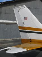 N4282Q @ SZP - 1971 Cessna 172L SKYHAWK, Lycoming O-320-E2D 150 Hp, closeup of rudder damage-pranged while spotting the aircraft? - by Doug Robertson