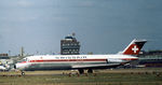 HB-IFL @ LHR - Swissair DC-9-32 preparing to depart from Heathrow in the Summer of 1976. - by Peter Nicholson