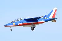 E46 @ LFOT - Dassault-Dornier Alpha Jet E (F-UHRF), Athos 01 of Patrouille de France 2015, Short approach rwy 02, Tours Air Base 705 (LFOT-TUF) Air show 2015 - by Yves-Q