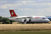 HB-IXW @ EGBP - Avro 146-RJ100, Swiss International Air Lines, Zurich based, previously G-6-272, seen landing on runway 26. - by Derek Flewin