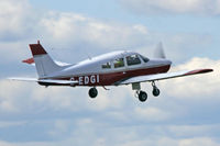 G-EDGI @ EGBP - Cherokee Warrior II, Kemble based, previously N2941R, D-EDGI, seen departing runway 26. - by Derek Flewin