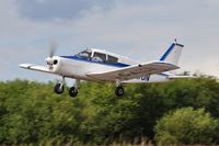 G-ATON @ EGFH - Visiting Cherokee 140 departing Runway 22. - by Roger Winser