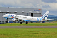 G-FBEG @ EGFF - Embraer 195, Flybe, previously PT-SQO, callsign Jersey 9TY, seen shortly after departing runway 30, en-route to Düsseldorf. - by Derek Flewin