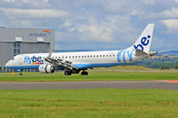 G-FBEJ @ EGFF - Embraer 195, Flybe, previously PT-SAC, Jersey 2TB, seen shortly after landing on runway 30, out of Glasgow, note open reverse thruster doors. - by Derek Flewin
