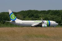 F-GZHK @ LFRS - Boeing 737-8K2, Take-off run rwy 03, Nantes-Atlantique airport (LFRS-NTE) - by Yves-Q