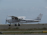 N35583 @ KSQL - Locally-Based 2001 Cessna 172S over the threshold @ San Carlos Municipal Airport, CA - by Steve Nation