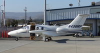 N456MF @ KSBP - Bigfork Logistics LLC (Bigfork, MT) 2007 Eclipse 500 sitting in front of the local FBO at San Luis Obispo Airport, San Luis Obispo, CA. - by Chris Leipelt