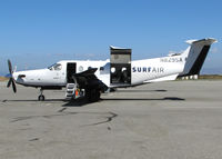 N829SA @ KSQL - Surf Airlines 2015 Pilatus PC-12/47E resting between flights @ San Carlos Municipal Airport, CA - by Steve Nation