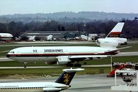 G-BBSZ @ EGKK - McDonnell Douglas DC-10-10 [46727] (Caribbean Airways) Gatwick~G 05/04/1977. From a slide. - by Ray Barber