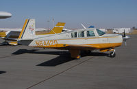N6442Q @ KPRB - What's Up, Doc? Locally-based 1967 Mooney M20F with tribute to Bugs Bunny on tail @ Paso Robles Municipal Airport, CA - by Steve Nation