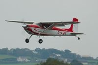 G-ASIT @ EGFH - Visiting Cessna 180 departing Runway 10. - by Roger Winser